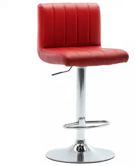 Barové stoličky Barová stolička umelá koža / chróm Dekorhome Červená