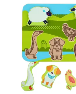 Drevené hračky LUCY & LEO - Zvieratká na farme-drevené puzzle 7 dielov