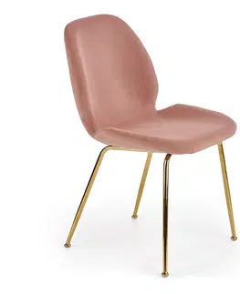 Jedálenské stoličky HALMAR K381 jedálenská stolička ružová / zlatá
