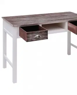 Pracovné stoly Písací stôl s 2 zásuvkami masívne drevo Dekorhome Sivá