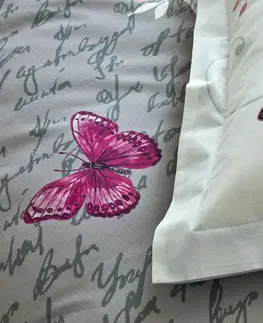 Bavlnené Posteľná bielizeň Celestýna s potlačou motýľov a kvetín, bavlna