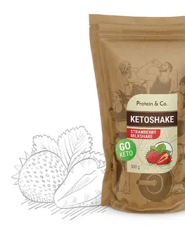 Ketodiéta Protein & Co. Ketoshake – proteínový diétny koktail Váha: 500 g, PRÍCHUŤ: Strawberry milkshake