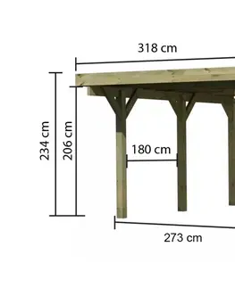 Záhradné domčeky Drevený prístrešok / carport CLASSIC 1B s plechmi Lanitplast