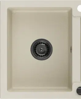 Kuchynské drezy MEXEN/S MEXEN/S - Andres granitový drez s odkvapkávačom 1000 x 500 mm, béžová, čierny sifón 6515101510-69-B