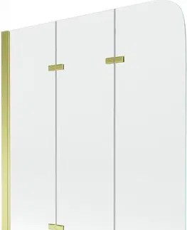 Sprchové dvere MEXEN - Felix vaňová zástena trojkrídlová 120x140 cm, priehľadný, zlatá 890-120-003-50-00