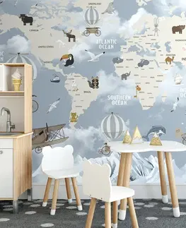 Samolepiace tapety Samolepiaca tapeta nádherná detská mapa so zvieratkami