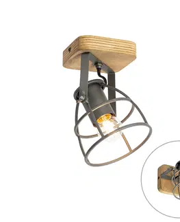 Nastenne lampy Industriálne bodové tmavosivé s nastaviteľným drevom - Arthur