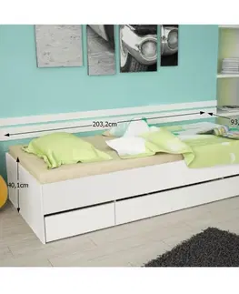 Postele KONDELA Matiasi 90 jednolôžková posteľ s úložným priestorom biela