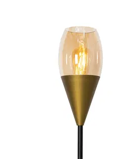 Stojace lampy Moderná stojaca lampa zlatá s jantárovým sklom - Drop