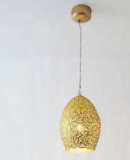 Závesné svietidlá Holländer Závesná lampa Cavalliere, zlatá, Ø 22 cm