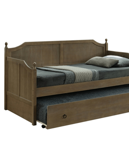 Postele KONDELA Baroba rustikálna jednolôžková posteľ s prístelkou 90x200 cm dub antický