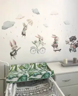 Nálepky na stenu Nálepky na stenu - Akvarelové zajačiky na výlete