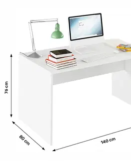 Písacie stoly Písací stôl, biela, RIOMA TYP 11