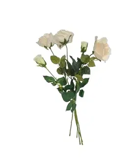 Kvety Umelá kvetina Ruža biela, 68 cm, 5 ks