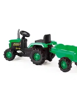 Hračky na záhradu Dolu Detský traktor šliapací s vlečkou, zelená