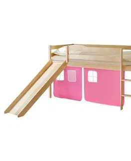 Vyvýšené detské postele Posteľ s priestorom na hru Manuel Záves Ružový