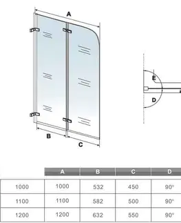Sprchové dvere H K - Vaňová zástena S2 CLEAR 100x140cm - dvojdielna sklopná, číre sklo SE-S2CLEAR100