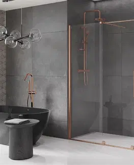 Sprchovacie kúty MEXEN/S - Velár sprchovací kút 160 x 80, transparent, kartáčovaná meď 871-160-080-01-65