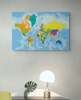 Obrazy na korku Obraz na korku farebná mapa sveta