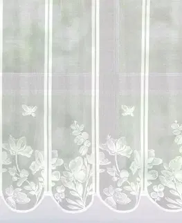 Záclony Záclona žakárová, Motýliky vitrážka metráž, biela 65 cm