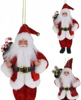 Vianočné dekorácie Kinekus Ozdoba závesná Santa 20 cm červený mix