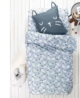 Bavlnené Detská posteľná bielizeň Mňau s potlačou, pre 1 osobu, bavlna