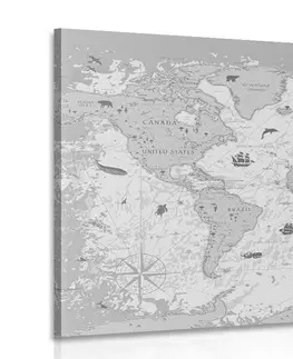 Obrazy mapy Obraz mapa v čiernobielom prevedení