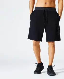 nohavice Pánske šortky 520 na fitness čierne
