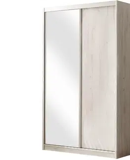Šatníkové skrine Skriňa Karol 146 zrkadlo Kraft biely