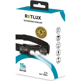 Svetlá a baterky Retlux RPL 708 Outdoor nabíjacia LED CREE XM-L2 čelovka, dosvit 250 m, výdrž 15 hodín