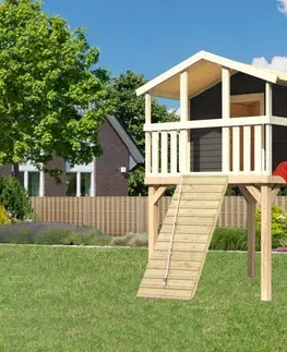 Detské záhradné domčeky Detské ihrisko so šmýkačkou Dekorhome Modrá