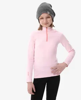 snowboard Detské lyžiarske spodné tričko BL500 1/2 zips ružové