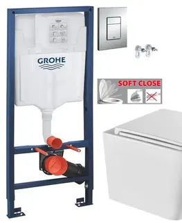 Záchody Rapid SL pre závesné WC 38528SET s chrómovou doskou + WC INVENA FLORINA WITH SOFT  se sedlem RIMLESS 38772001 FL1
