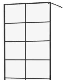 Sprchové dvere MEXEN/S - KIOTO Sprchová zástena WALK-IN 70x200 cm 8 mm, čierna, čierny vzor 1 800-070-101-70-77