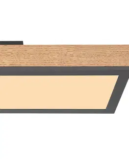 Stropné svietidlá Globo Stropné svietidlo Doro LED, dĺžka 60 cm, dub, drevo