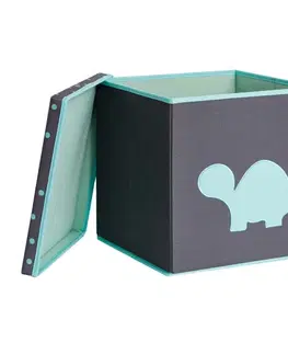 Boxy na hračky LOVE IT STORE IT - Úložný box na hračky s krytom - šedý, zelená korytnačka