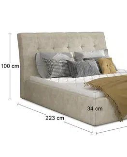 Postele NABBI Ikaria UP 140 čalúnená manželská posteľ s roštom béžová