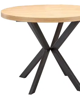 Jedálenské stoly HALMAR Peroni okrúhly rozkladací jedálenský stôl dub zlatý / čierna