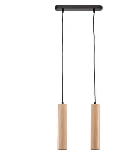 Závesné svietidlá Euluna Závesná lampa Tube z dreva, dvoj-plameňová