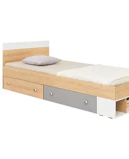Jednolôžkové postele Posteľ Pixel  120 PX15 sušienkový dub / biely lux / sivý