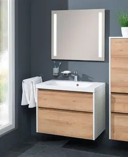 Kúpeľňový nábytok MEREO - Opto kúpeľňová skrinka vysoká 125 cm, ľavé otváranie, biela/dub Riviera CN934L