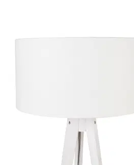Stojace lampy Moderná stojaca lampa statív biela s bielym tienidlom 50 cm - Tripod Classic