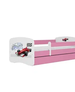 Jednolôžkové postele Detská Posteľ. Babydreams+Sz+M Ružová 80x160 Racer