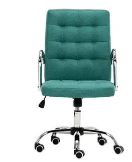 Kancelárske stoličky KONDELA Morgen kancelárske kreslo s podrúčkami azúrová zelená / chróm