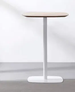 Jedálenské stoly Barový stôl, dub/biela, MDF/kov, priemer 60 cm, HARLOV