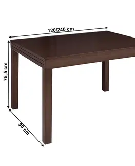 Jedálenské stoly Jedálenský stôl, rozkladací, wenge, 120-240x90 cm, FARO