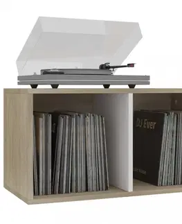 Truhly a úložné boxy Úložný box na LP dosky drevotrieska Dekorhome Sivá
