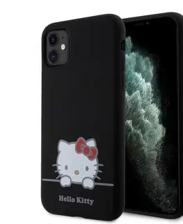 Puzdrá na mobilné telefóny Zadný kryt Hello Kitty Liquid Silicone Daydreaming Logo pre Apple iPhone 11, čierna 57983116909