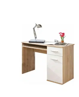 Písacie a pracovné stoly KONDELA Emio Typ 6 pc stolík dub sonoma / biela