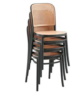 Záhradné stoličky a kreslá Stohovateľná stolička, čierna/béžová, LENITA